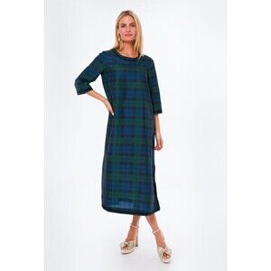 New Tuckernuck New Jamie Velvet Trimmed Plaid Blackwatch Midi Dress Holiday Sz S